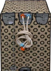 DREAM CURE Portable Washing Machine Brown Color Printed PVC Cover,Top Load Waher Dryer Cover Water Proof , Full Automatic /Wheel Washing Machine Cover For 6 Kg Cover - Grey/Black